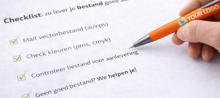 Bedrukte pen met logo na correct aangeleverd drukbestand